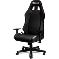 Sparco Coach kontorsstol för gaming och kontor, svart med röda sömmar, ergonomisk design