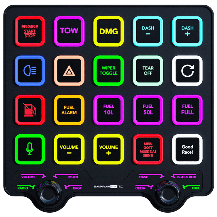 Bavarian SimTec Control Center – button box med 20 belysta knappar för simracing