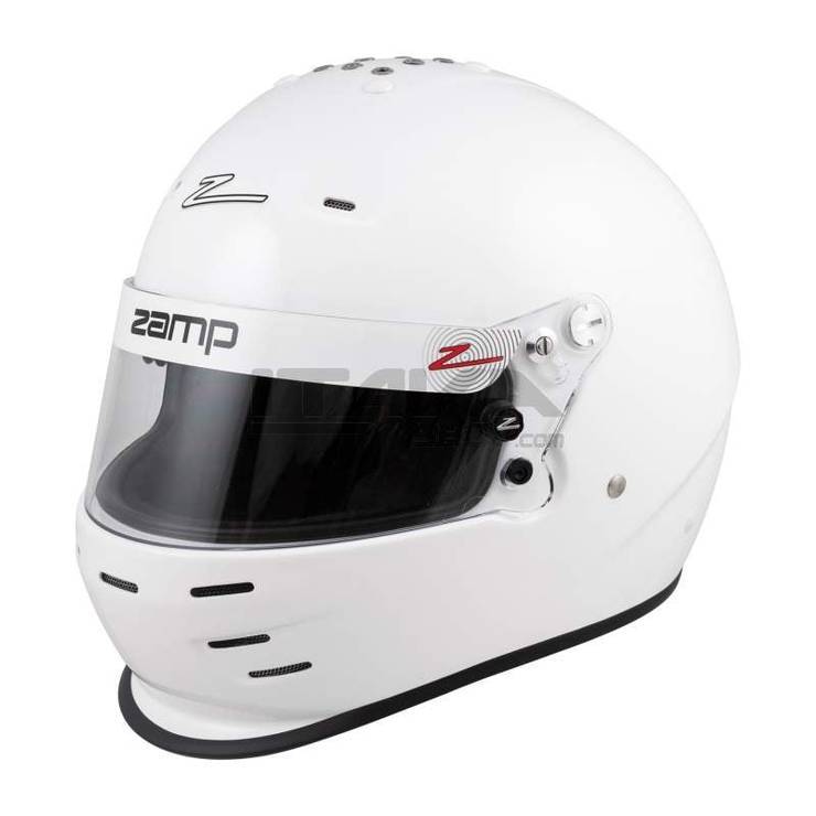 Zamp RZ-36 karthjälm i vit färg med aerodynamisk design och Snell SA2020-certifiering. Idealisk för karting och motorsporttävlingar.